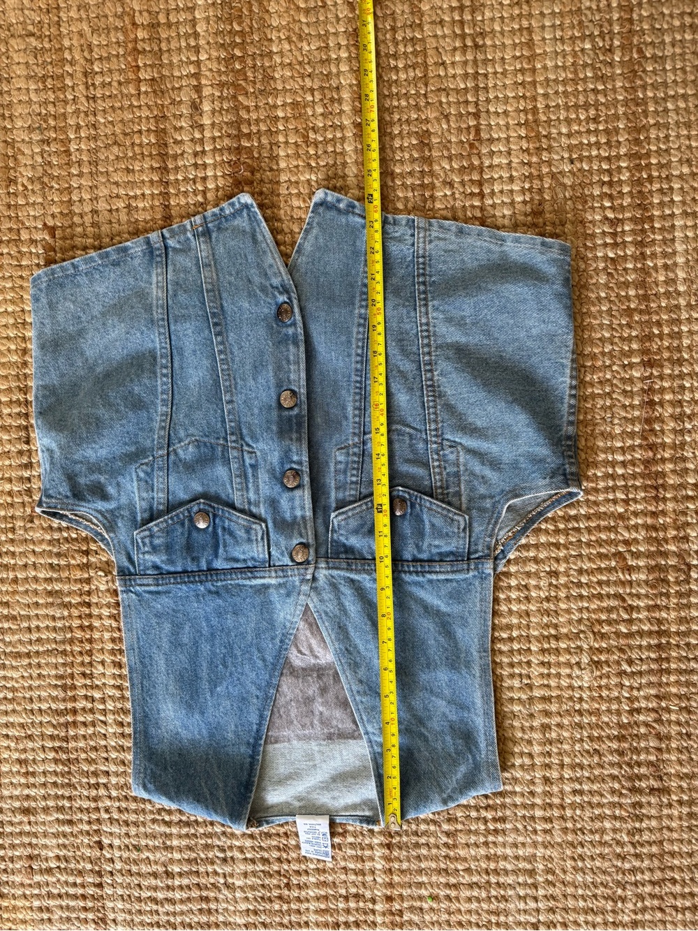 Vintage USA Made Arkansas Razorbacks Embossed Denim Vest M Football Game Day - Picture 8 of 8